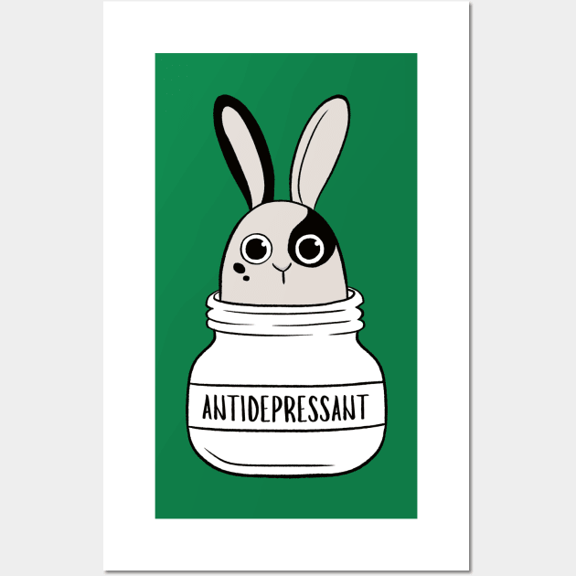 Antidepressant Bunny 1 Wall Art by Firlefanzzz